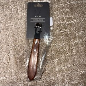 Viski Channel Knife, Citrus Zester and Orange Peeler Tool, Walnut Wood